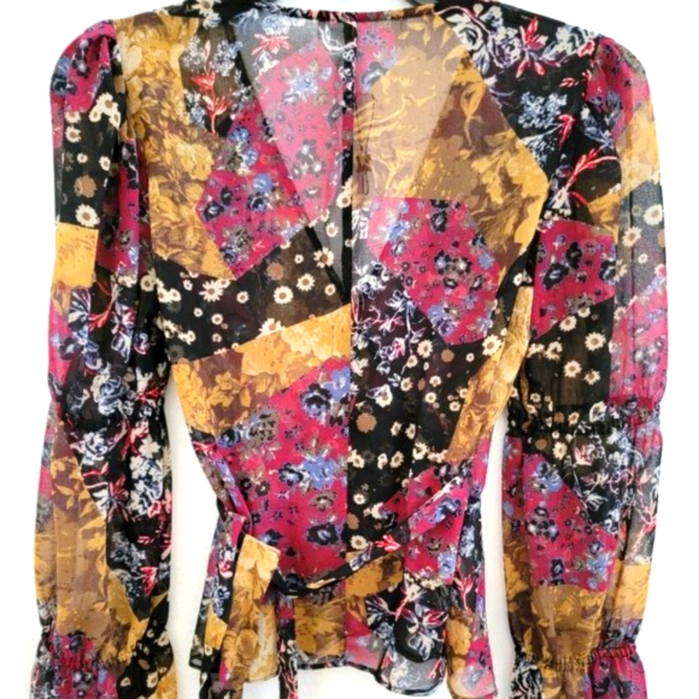 BCBG Generation Women's Sheer Bohemian style outerwear blouse XXS